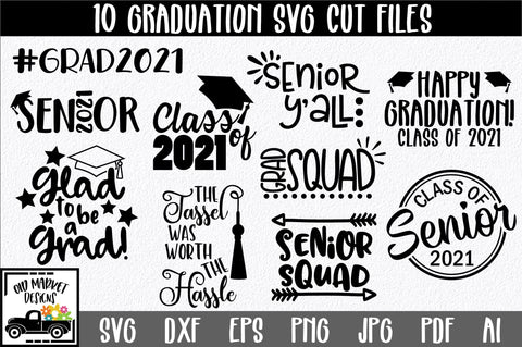 Graduation SVG Cut File Mini Bundle - Includes 10 Designs SVG Old Market 