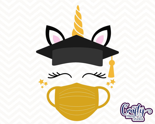 Graduation SVG - Face Mask - Unicorn Cut File SVG Crafty Mama Studios 