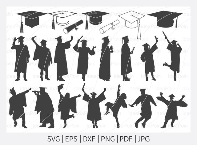 Graduation Svg, Graduate Silhouette, Graduate SVG Cut Files, graduate bundle clipart, Graduation Cap Svg, Hat Svg, Graduation man Svg, Graduate Bundle SVG Dinvect 