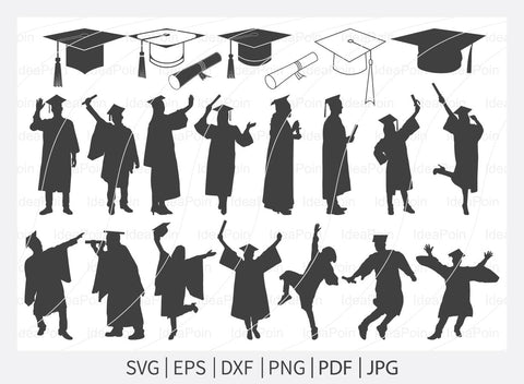 Graduation Svg, Graduate Silhouette, Graduate SVG Cut Files, graduate bundle clipart, Graduation Cap Svg, Hat Svg, Graduation man svg SVG Dinvect 