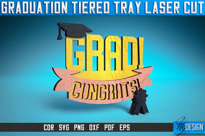 Graduation Tiered Tray Laser Cut SVG | Tiered Tray Laser Cut SVG Design | CNC Files SVG Fly Design 