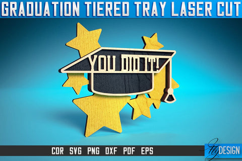 Graduation Tiered Tray Laser Cut SVG | Tiered Tray Laser Cut SVG Design | CNC Files SVG Fly Design 