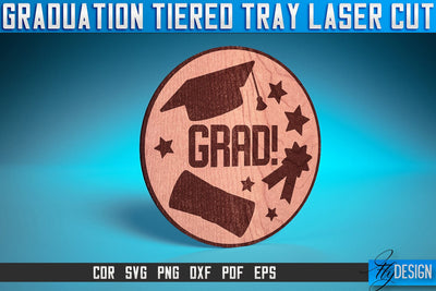 Graduation Tiered Tray Laser Cut SVG | Tiered Tray Laser Cut SVG Design | CNC Files SVG Fly Design 