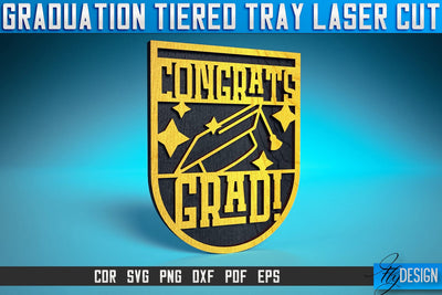 Graduation Tiered Tray Laser Cut SVG | Tiered Tray Laser Cut SVG Design | CNC Files SVG Fly Design 
