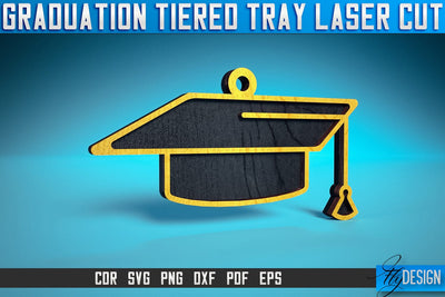 Graduation Tiered Tray Laser Cut SVG | Tiered Tray Laser Cut SVG Design | CNC Files SVG Fly Design 