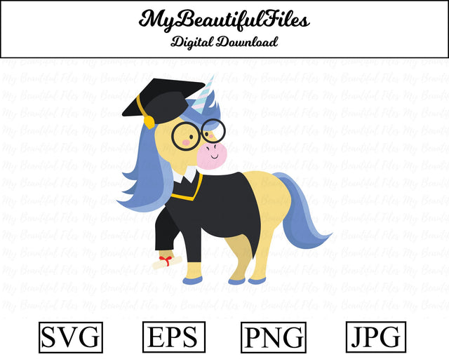 graduation unicorn - animal SVG MyBeautifulFiles 