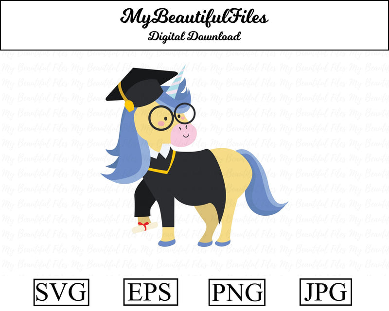 graduation unicorn - animal SVG MyBeautifulFiles 