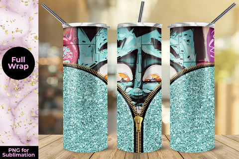 Graffiti Wall Glitter 20oz Skinny Tumbler Wrap Template Sublimation Sublimation Sublimatiz Designs 