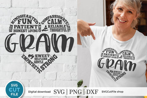 Gram svg with subway art heart for grandma SVG SVG Cut File 