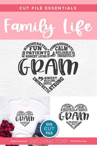 Gram svg with subway art heart for grandma SVG SVG Cut File 
