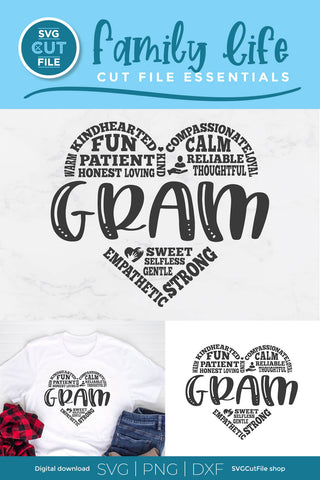 Gram svg with subway art heart for grandma SVG SVG Cut File 