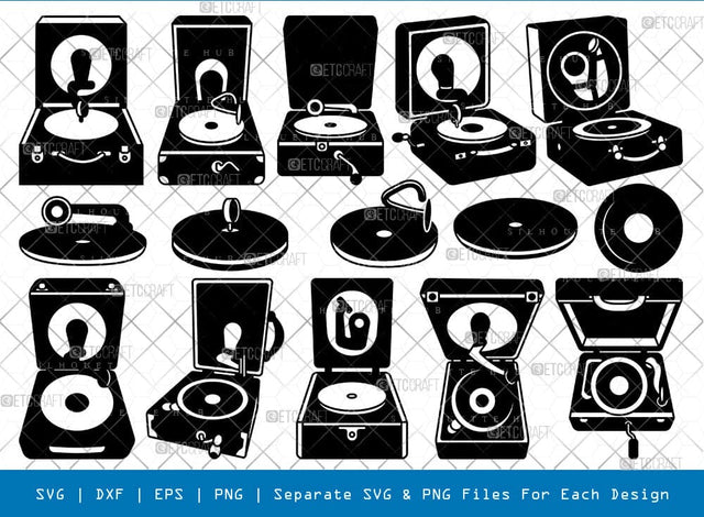 Gramophone Silhouette, Gramophone SVG, Rrecord Players Svg, Portable Turntable Svg, Sandwich Bundle, SB00824 SVG ETC Craft 