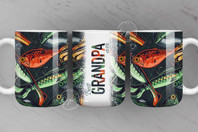 Grand father Mug, Fishing Mug Wrap PNG, Fishing Gift for Men, Best Grandpa Ever, Fathers Day Mug, Gift for Father, 15 oz and 11 oz mug Sublimation Syre Digital Creations 