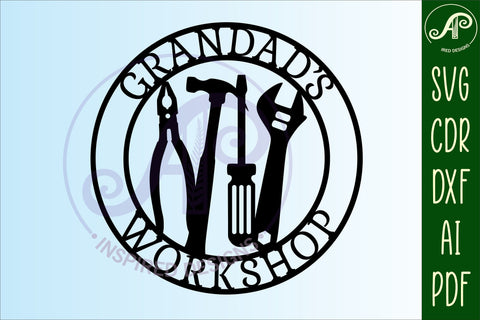 Grandad's Workshop tools sign svg laser cut template SVG APInspireddesigns 