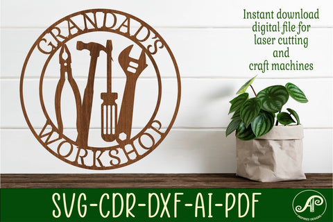 Grandad's Workshop tools sign svg laser cut template SVG APInspireddesigns 