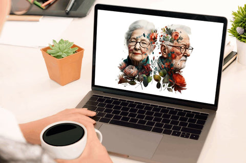 Grandfather and Grandmother Clipart Bundle Sublimation Regulrcrative 