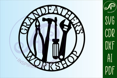 Grandfather's Workshop tools sign svg laser cut template SVG APInspireddesigns 