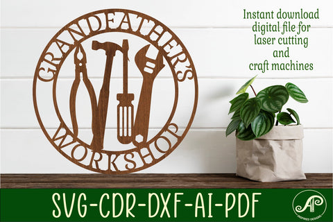 Grandfather's Workshop tools sign svg laser cut template SVG APInspireddesigns 