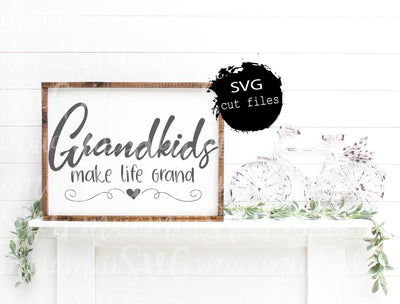 Grandkids Make Life Grand Svg, Family Svg, Wood Sign Svg, Farmhouse Svg, Kids Svg, DXF, PNG, Cut File SVG MaiamiiiSVG 