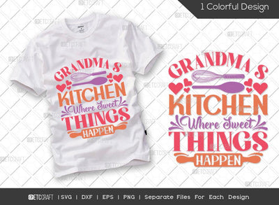 Grandm S Kitchen Where Sweet Things Happen SVG Cut File | Pot Holder Svg | Rolling Pin Svg | Spoon Svg | Chef Svg | Cooking Svg | Kitchen T-shirt Design SVG ETC Craft 