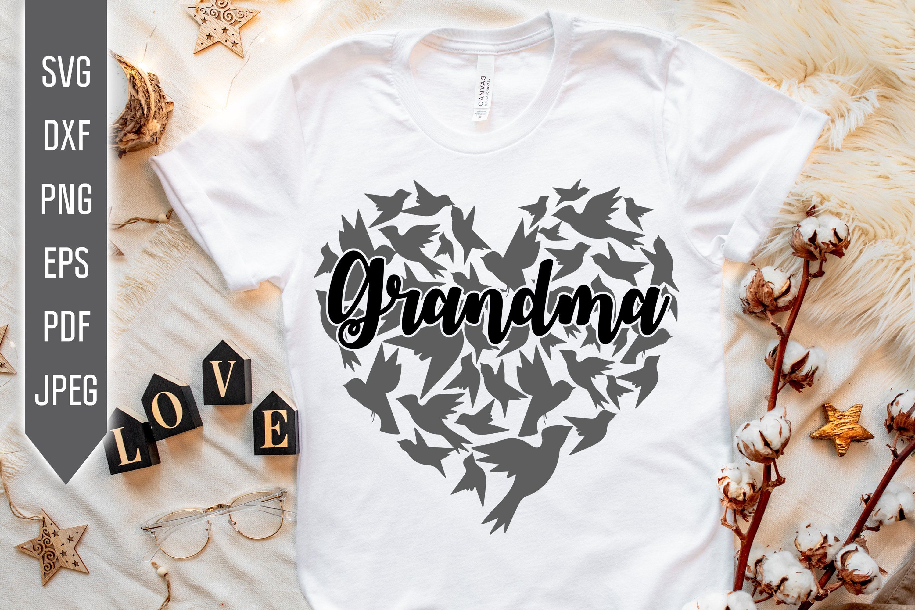 Grandma Birds Svg. Love Birds Svg. Bird Heart Svg. Swallow Svg