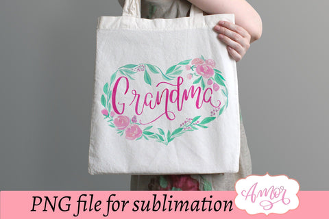 Grandma floral heart sublimation design for T-shirts Sublimation Amorclipart 