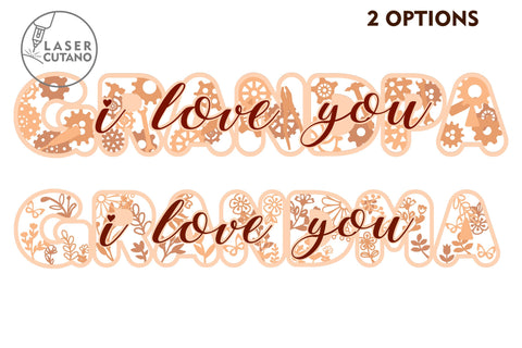 GRANDMA GRANDPA Laser Cut Wood & Paper Cut Template SVG LaserCutano 