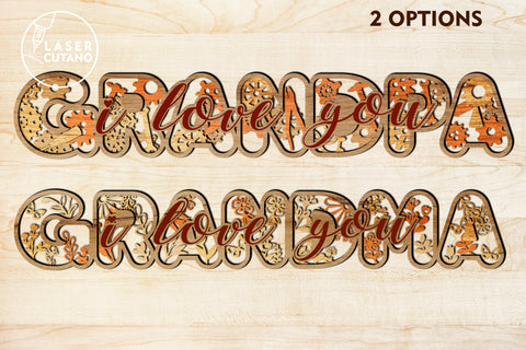 GRANDMA GRANDPA Laser Cut Wood & Paper Cut Template SVG LaserCutano 