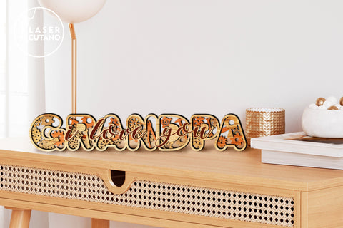 GRANDMA GRANDPA Laser Cut Wood & Paper Cut Template SVG LaserCutano 