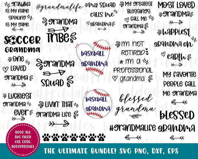 grandma life svg, grandma svg, grandma svg bundle, funny grandma svgs, blessed grandma svgs, baseball grandma svgs, funny grandma svg quotes SVG WildOakSVG 