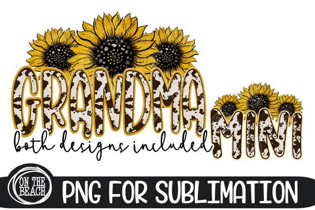 GRANDMA & MINI - Sunflower - Cowhide - Mother's Day 300 DPI Sublimation On the Beach Boutique 