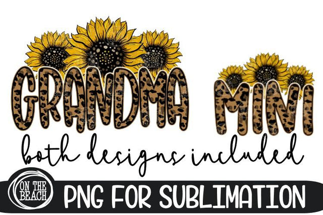 GRANDMA & MINI - Sunflower - Leopard - Mother's Day 300 DPI Sublimation On the Beach Boutique 