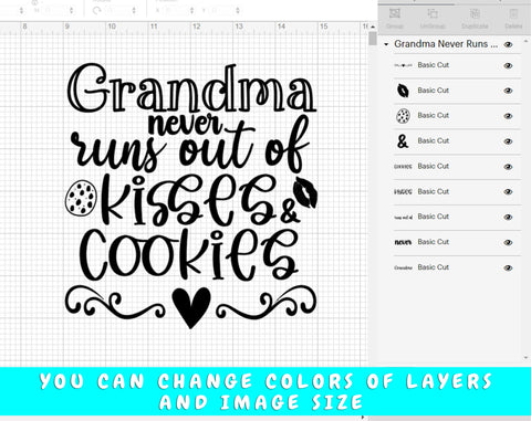 Grandma Never Runs Out Of Kisses And Cookies SVG SVG HappyDesignStudio 