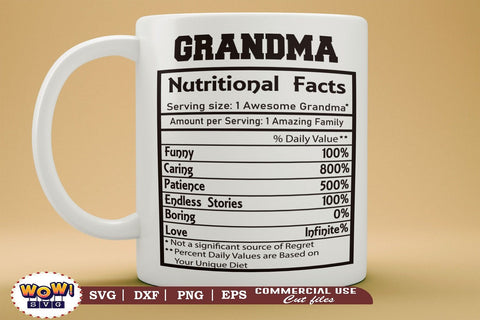 Grandma nutrition facts svg, Granny nutritional facts svg, nutritional facts, nutrition chart, funny quotes svg SVG Wowsvgstudio 