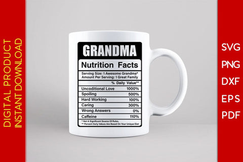 Grandma Nutrition Facts SVG PNG PDF Cut File SVG Creativedesigntee 