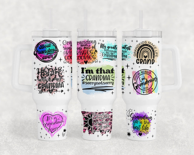 Grandma Quotes 40oz Tumbler Wrap, Grandma 40oz Quencher Tumbler Sublimation Design, Grandma 40oz Tumbler PNG File Sublimation HappyDesignStudio 
