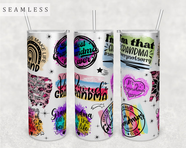 Grandma Quotes Tumbler Wrap, 20 Oz Skinny Tumbler Grandma Sayings Sublimation Design, Seamless Tumbler PNG Sublimation HappyDesignStudio 