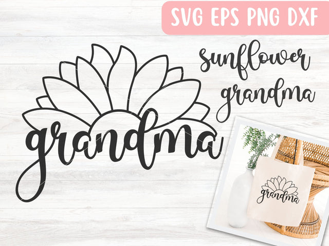 Grandma Sunflower SVG Cut File for Cricut or Silhouette SVG Apple Grove Designs 