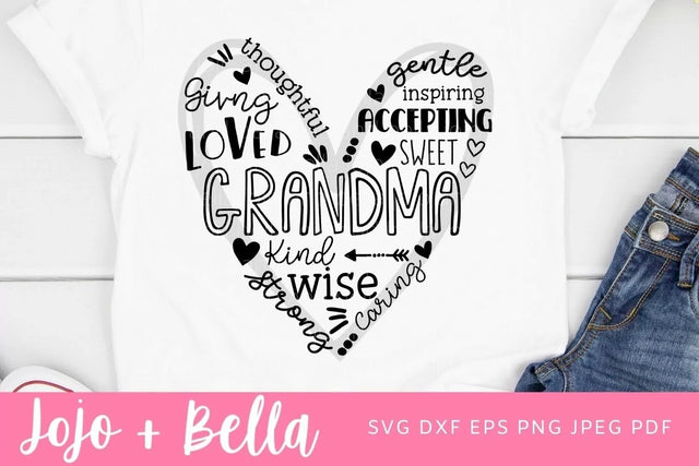 Grandma Svg, Grandma Word Art Svg, Grandma Png, Grandma Heart SVG, svg for Cricut, Digital Designs, Download SVG Jojo&Bella 