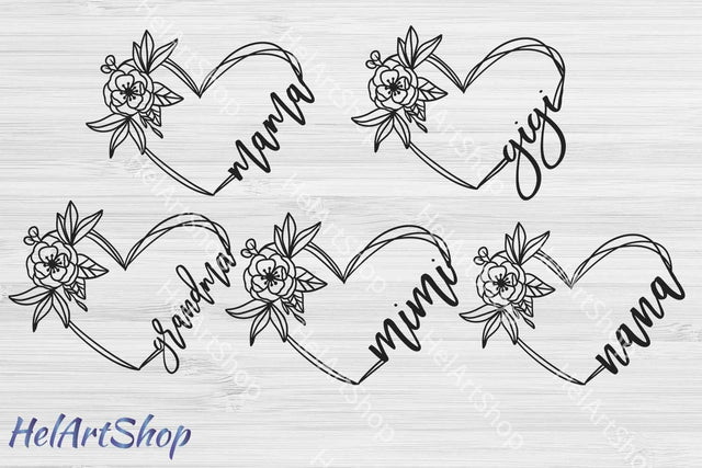 Grandma Svg, Mama Svg, Floral Heart svg SVG _HelArtShop_ 