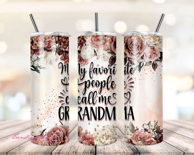 GRANDMA Tumbler Wrap PNG - My Favorite People Call Me Grandma - TumblerSublimation Designs Downloads - Skinny 20oz Design Sublimation TrendingDesign 
