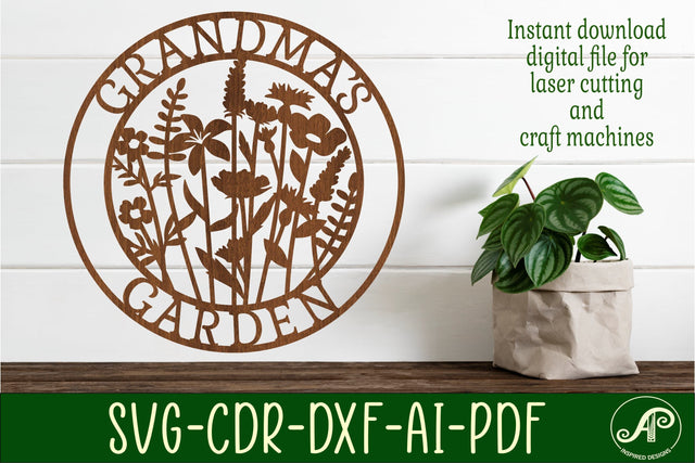 Grandma's Garden sign SVG laser cut template SVG APInspireddesigns 