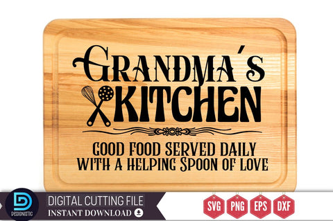 Grandma's kitchen good food served daily with a helping Spoon of love SVG SVG DESIGNISTIC 