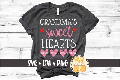Grandma's Sweet Hearts - Valentine's Day SVG PNG DXF Cut Files SVG Cheese Toast Digitals 