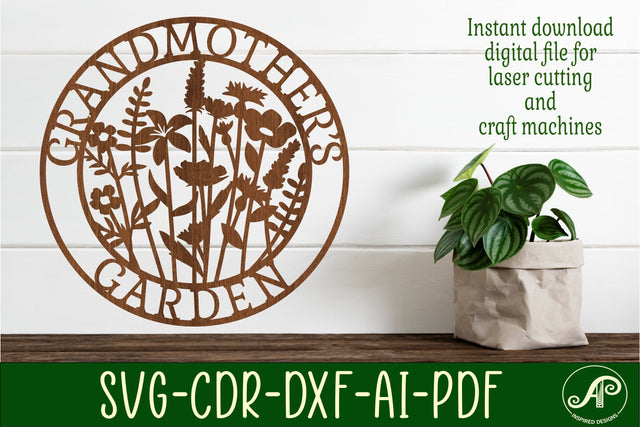 Grandmother's Garden sign svg laser cut template SVG APInspireddesigns 