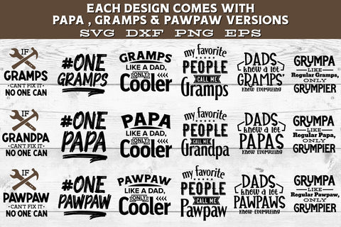 Grandpa Bundle, Father's Day Svg, Papa Svg, Gramps, Pawpaw SVG Craft Pixel Perfect 