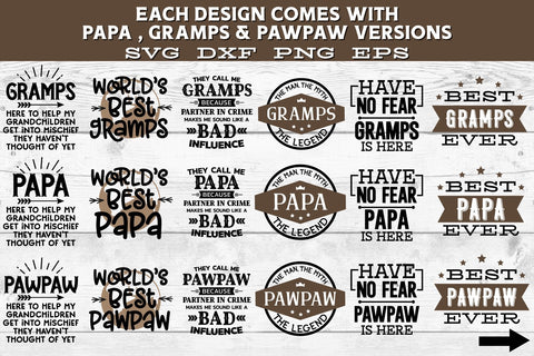 Grandpa Bundle, Father's Day Svg, Papa Svg, Gramps, Pawpaw SVG Craft Pixel Perfect 