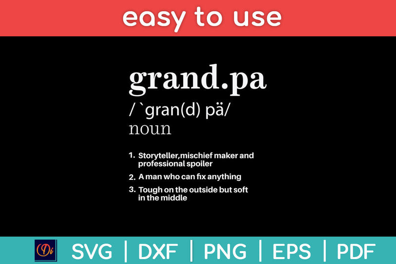 Grandpa Definition Funny Father's Day Svg Png Dxf Digital Cutting File SVG Helal 