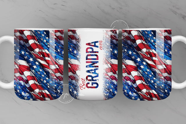 Grandpa Mug, Best Grandpa Ever, USA flag Mug, American flag, 4th of July, Patriotic Mug, Dad Gift PNG, fathers day gift, 15 oz and 11 oz mug Sublimation Syre Digital Creations 