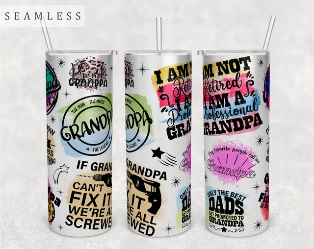 Grandpa Quotes Tumbler Wrap, 20 Oz Skinny Tumbler Grandpa Sayings Sublimation Design, Seamless Tumbler PNG Sublimation HappyDesignStudio 
